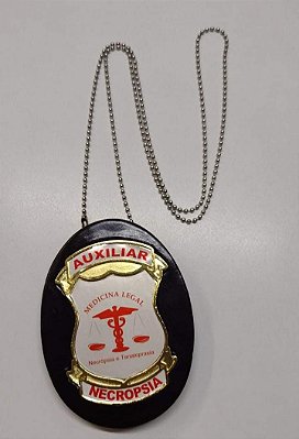 Distintivo / Bolachão  em Couro com Brasão - Auxiliar Necropsia