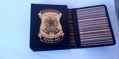 Carteira em couro com brasão - Investigador Civil - Colocamos a Sigla do seu Estado