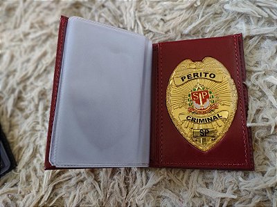 Carteira  Porta Funcional em  couro com brasão - Perito Criminal