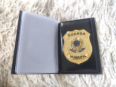 Carteira  Porta Funcional em couro com brasão - Guarda Municipal