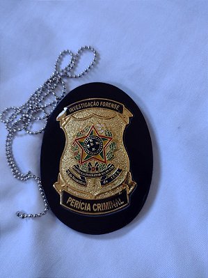 Distintivo Bolachão em Couro com Brasão - Investigação Forense Perícia Judicial