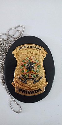 Distintivo Bolachão em Couro com Brasão - Gestor de Segurança Privada
