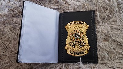 Carteira Porta Funcional  em couro com brasão  Investigador Civil