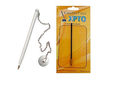 Kit canetas fixas moeda cromada + grátis refis