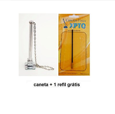 Kit canetas fixas torre cromada + refis grátis