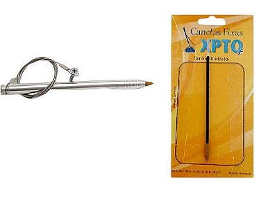 Kit canetas fixas com cabo de aço + refis grátis
