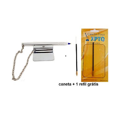 Kit caneta fixa horizontal cromada + refis grátis