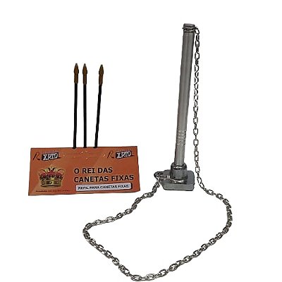 CANETA FIXA SUPORTE CONE CROMADO COM 3 REFIS - XPTO CANETAS
