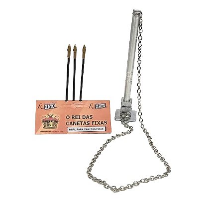 CANETA FIXA SUPORTE TORRE CROMADA COM 3 REFIS - XPTO CANETAS
