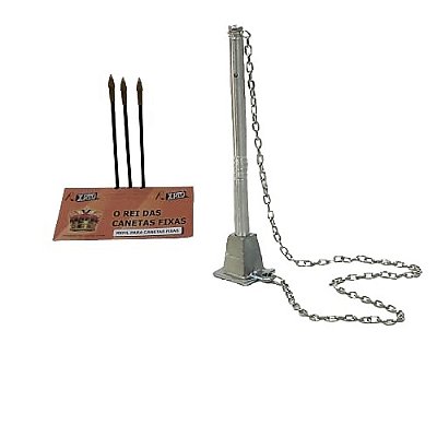 CANETA FIXA SUPORTE PIRAMIDE CROMADA COM 3 REFIS - XPTO CANETAS