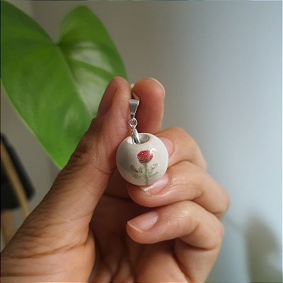 Pingente Difusor Rosa Vermelha Prata