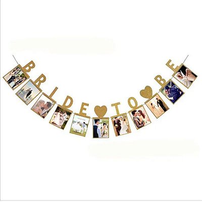 Banner Decorativo Bride to Be Coração com Porta-Foto