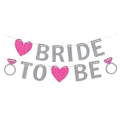 Banner Decorativo Bride to Be Coração e Aliança