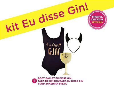 Kit Eu Disse Gin com Body Taça e Tiara de Diabinha Preta