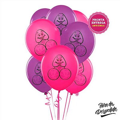 Kit 8 Balões Penis Sapequinha - 4 Roxos e 4 Pinks