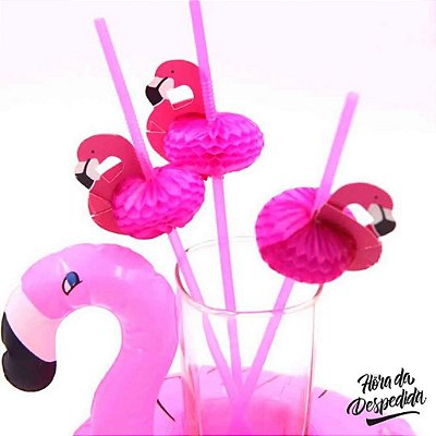 Kit 5 Canudos de Flamingo de Papel