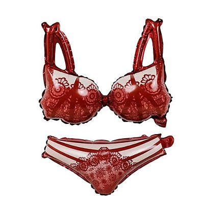 Kit Balão Metalizado Lingerie Vermelho — Sutiã e Calcinha (2 peças)