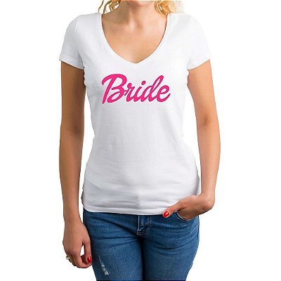 Camiseta Baby Look Gola V Bride Branca