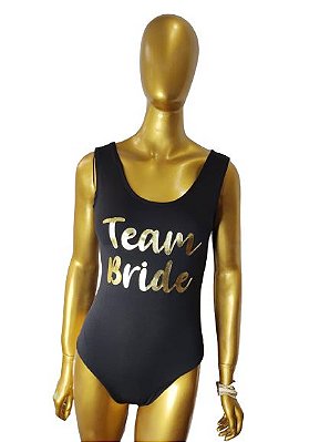 Body Tradicional Team Bride Preto Escrito em Dourado Outlet