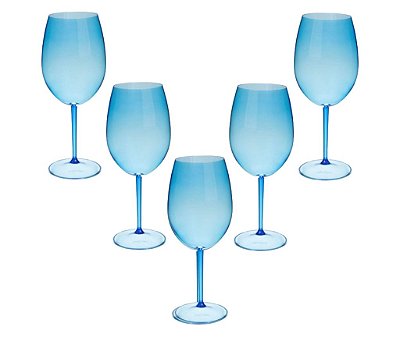 Kit 5 Taças De Vinho Roma Lisa Azul