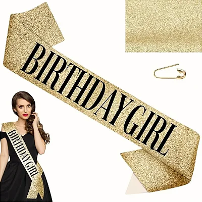 Faixa Miss Happy Birthday Aniversario Dourada Glitter