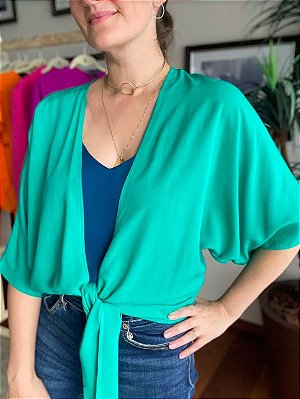 Blusa transpassada verde