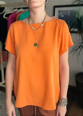 Blusa manga decote canoa laranja