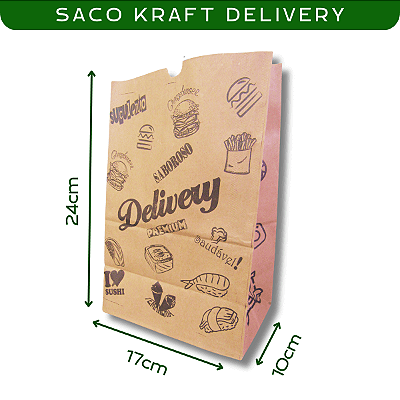 Saco Kraft Delivery 17x10x24 70g