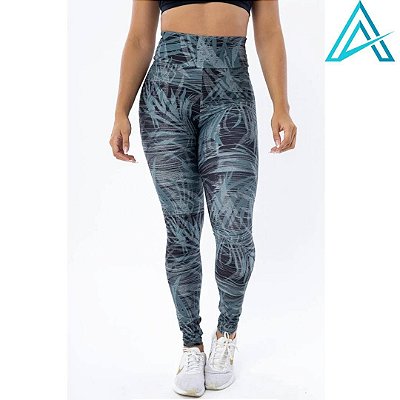 Calça Legging UC Choices Estampa Digital Folhas Cinza