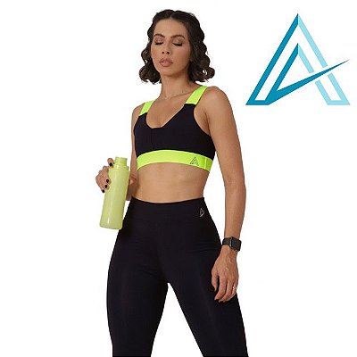 Conjunto Use Aptitude Choices Up Top Elástico Amarelo Neon Calça Preto