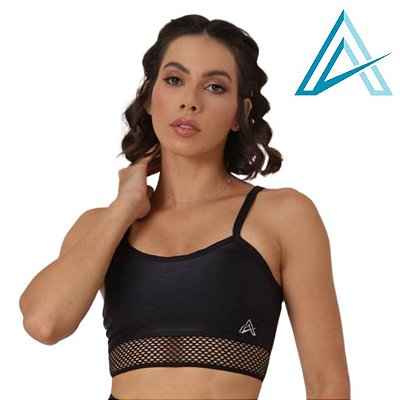 Cropped Use Aptitude Limited Up Alcinha Arrastão Preto