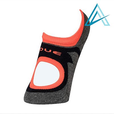 Meia Sapatilha Antiderrapante Preta Laranja Neon