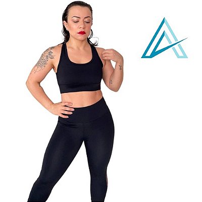 Conjunto Use Aptitude Limited Up Top S/ Arrastão Cruzadas Costas Preto