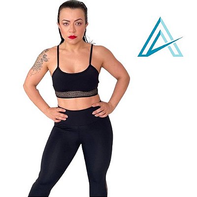 Conjunto Use Aptitude Limited Up Top Alcinha arrstão Preto
