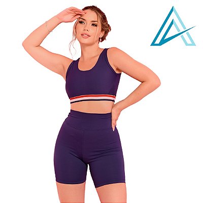 Conjunto Use Aptitude Limited Up Top Elástico Colorido Short Azul Marinho