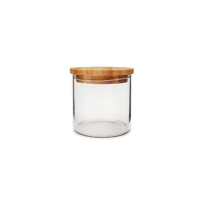 Pote porta mantimentos hermético tampa de bambu eco 450ml