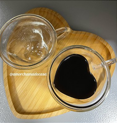 Conjunto 2 xícaras de café parede dupla formato coração