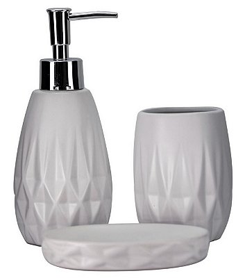 Jogo De Banheiro Branco Porcelana Metrópole 3pçs