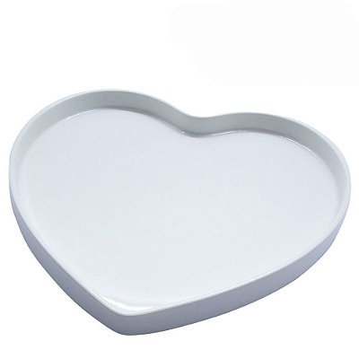 Prato de Coração de Porcelana para Sobremesa Branco 22,5 cm