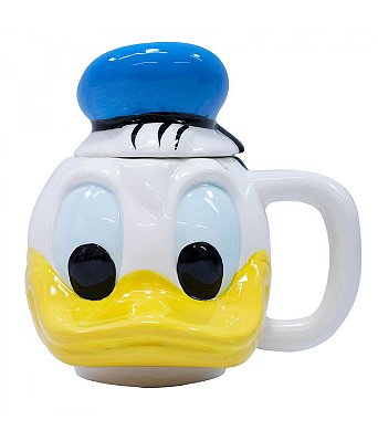 Caneca Rosto Pato Donald Com Tampa