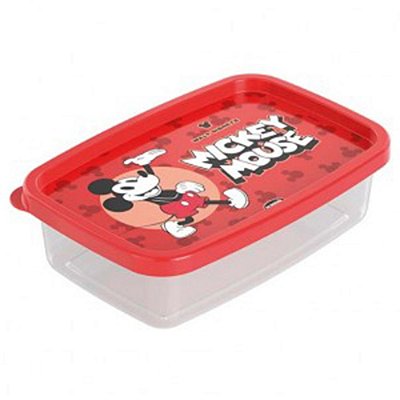 Pote de Plástico Quadrado com Tampa Mickey 620 ml