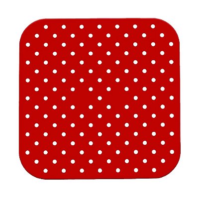 Tapete de Silicone Quadrado Vermelho Para Airfryer 19 cm