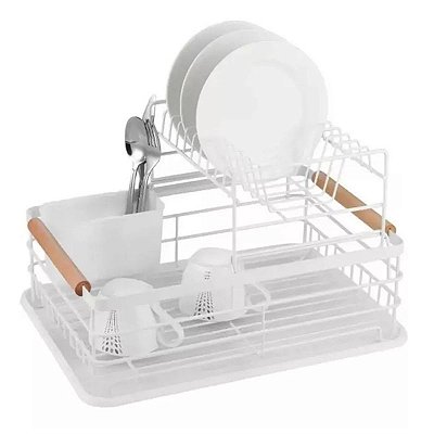 Escorredor de Louças com Bandeja Branco Bremem