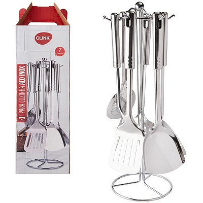 Kit Utensílios 7 Peças Aço Inox