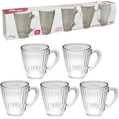 Conjunto de 05 xícaras para Café Listra 90 ml