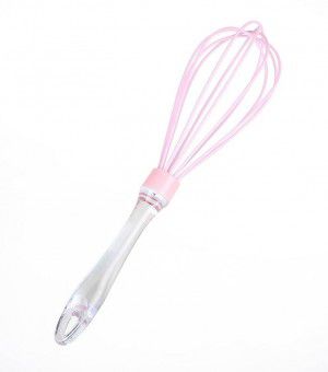 Fouet Batedor de Ovos Silicone Cabo Transparente  Rosa - UZ