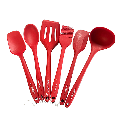 Kit 6 Mini Utensílios Vermelho 21 cm