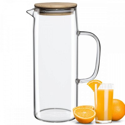 Jarra Chaleira de Vidro Stanford com Tampa de Bambu 1200 ml