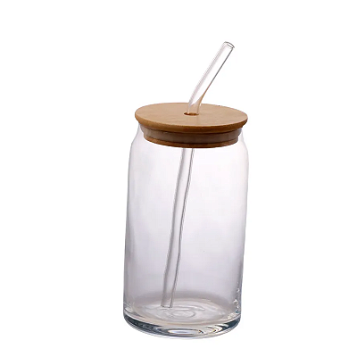 Copo Formato Lata com Tampa em Bambu 500ml