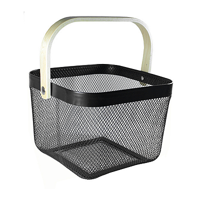 Cesta de Metal Wood Preta 23,5